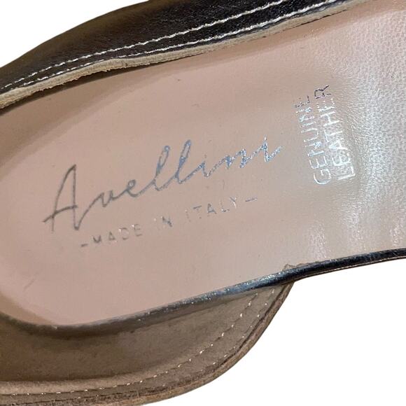 Avellini D'Orsay Open Toe Flats Silver Leather Made in Italy - Picture 9 of 10